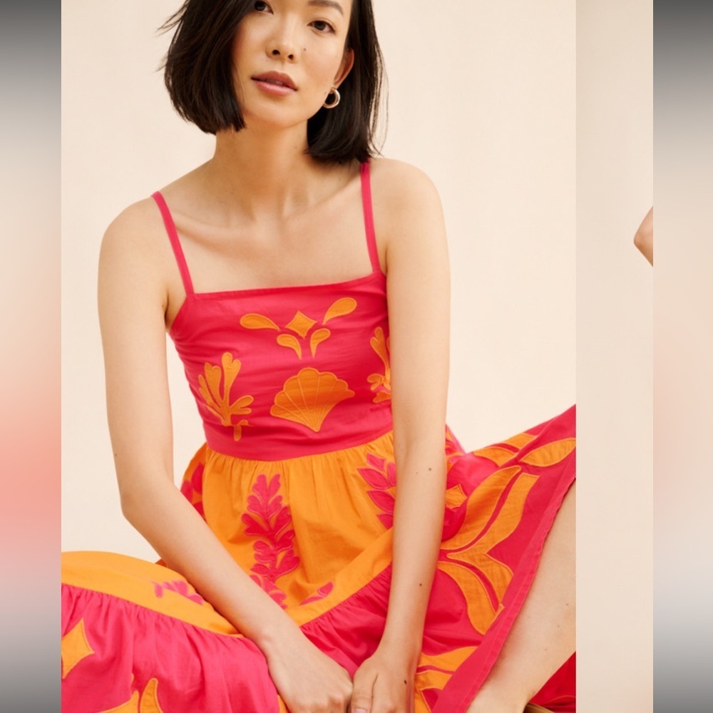Banjanan Pink and Orange Maxi Dress with Floral Print - Picture 3 of 11